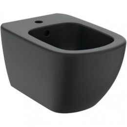 T3552V3 TESI BLACK Подвесное биде, с отверстием под смеситель, с отверстием перелива, с крепежом TT0299598 (для полностью скрытого монтажа)