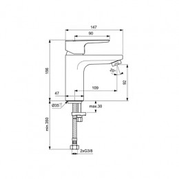 BC567AA CERAPLAN III SLIM Grande Смеситель для умывальника без донного клапана, система монтажа EASY-FIX (облегченный монтаж)