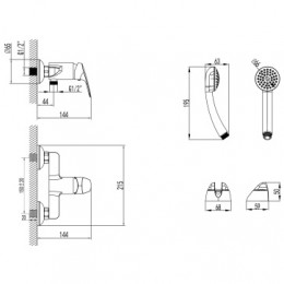 Смеситель для душа с ручным душем, хром
