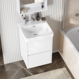 Сканди 45 Тумба Белый матовый/Белый глянец (БЕЗ УМЫВАЛЬНИКА Адриана-45)