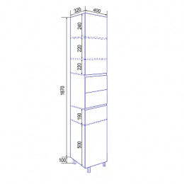 Пенал Эстима 40 напольный правый Графит