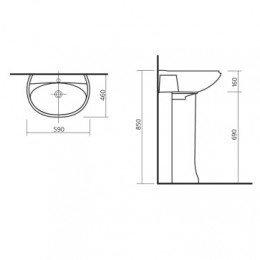Умывальник "Виктория 60" с хромированным обрамлением УП (Белый, ВКС) (подходит пьедестал Самарский)/20шт (без крепления)