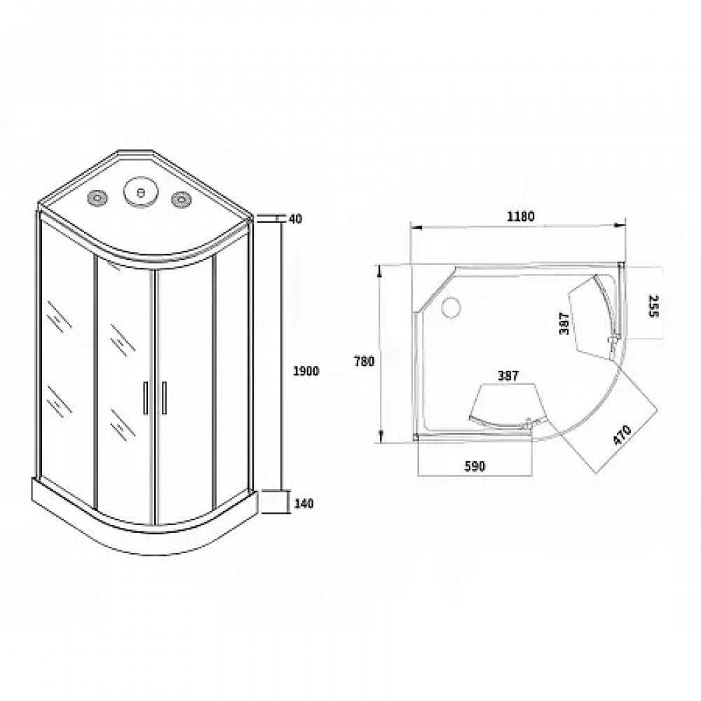 CS-876EBTM/W-120 Душ. Кабина 1200x800x2150 поддон 14 см Левая