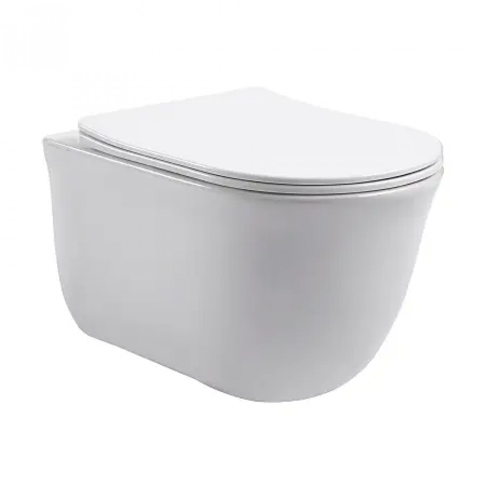 Azario LISTA  AZ-1177T  ТОРНАДО (СКРЫТОЕ КРЕПЛЕНИЕ) подвесной  унитаз в комплекте с сидением микролиan 490*365*340mm