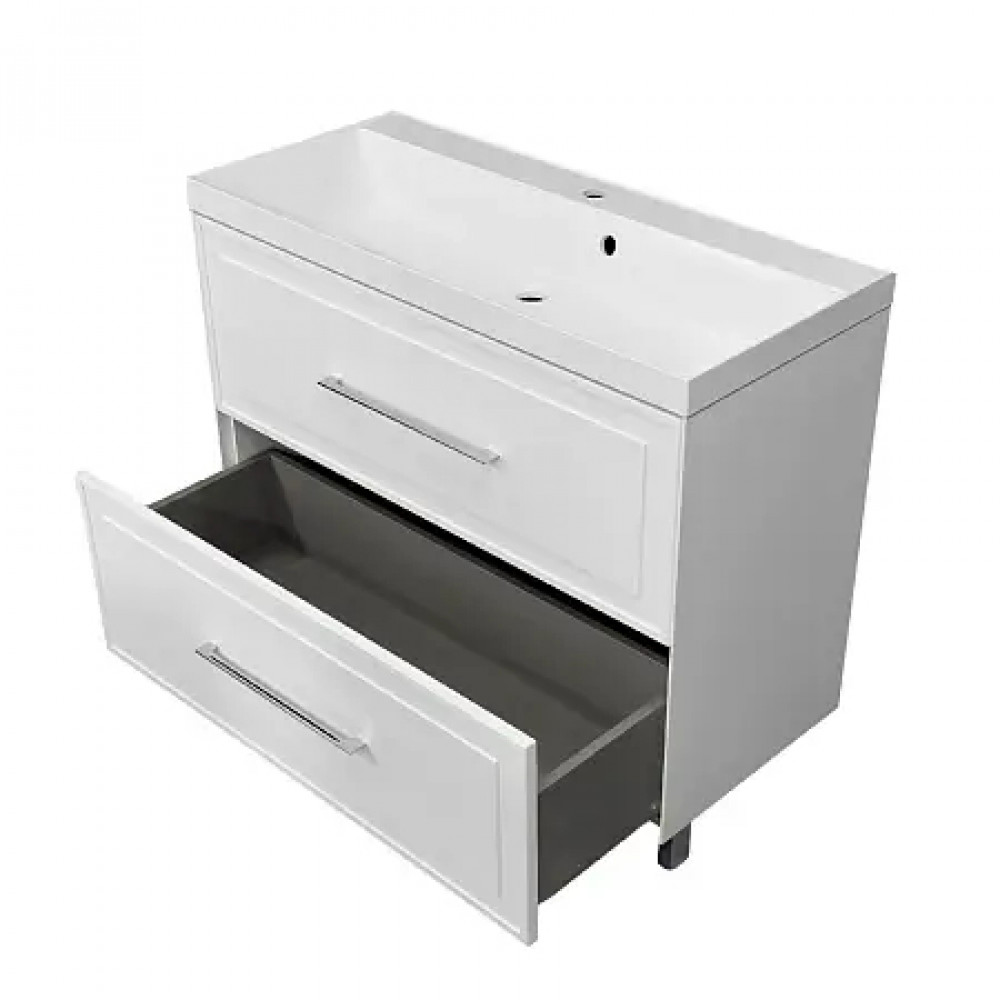 Комплект Тумба Belloni 100/2Н БЕЛЫЙ МАТ напольная под раковину Астория 100