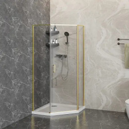 AZ-21C-90-BGL-CL Душевое ограждение SAKURA DIA-90х90х195-BGL-CL, прозрачное стекло 6 мм, профиль брашированное золото