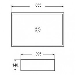AZ-416 Накладная раковина прямоугольная 65,5*39.5*14  см