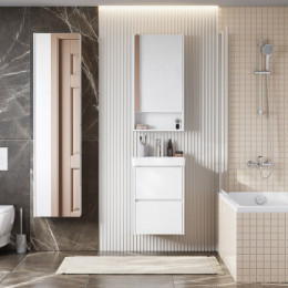 Сканди 45 Тумба Белый матовый/Белый глянец (БЕЗ УМЫВАЛЬНИКА Адриана-45)