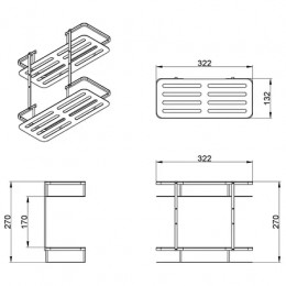 AZ-835-2 Полка прямоугольная двухэтажная, хром
