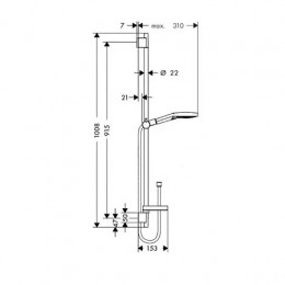 Душевой гарнитур Hansgrohe Raindance Select S 120 3iet 26631400 со штангой 90 см и мыльницей белый/хром