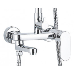 Душевая колонна с трехрежимной лейкой, со смесителем для ванны, с поворотным изливом, прямоугольная, хром, Azario AZ-20S ARIZONA SQUARE