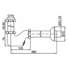Сифон без выпуска универсальный литой G 1 1/4 латунь, ХРОМ, блистер, AZARIO, AZ-110-CHR