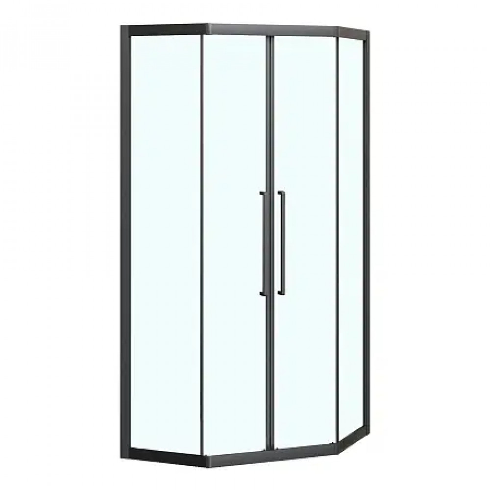 AZ-092K2-100-MB-CL Душевое ограждение OSAKA DIA-TD-100х100х195-MB-CL, прозрачное стекло 5 мм, профиль матовый черный, две двери сдвижные