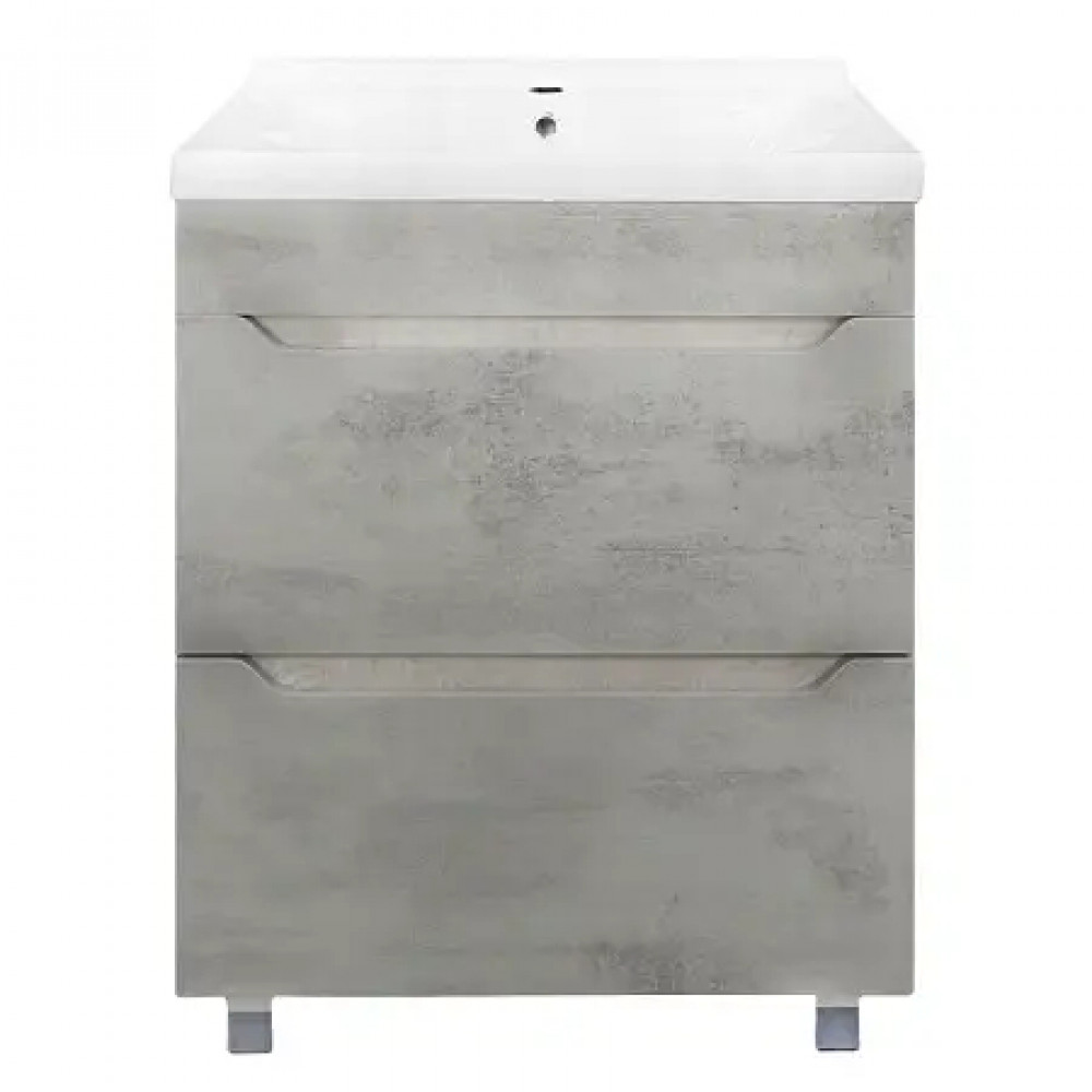 Комплект Тумба Florena 60 Светлый Бетон (810*610*470) с раковиной MONTE Neo 60