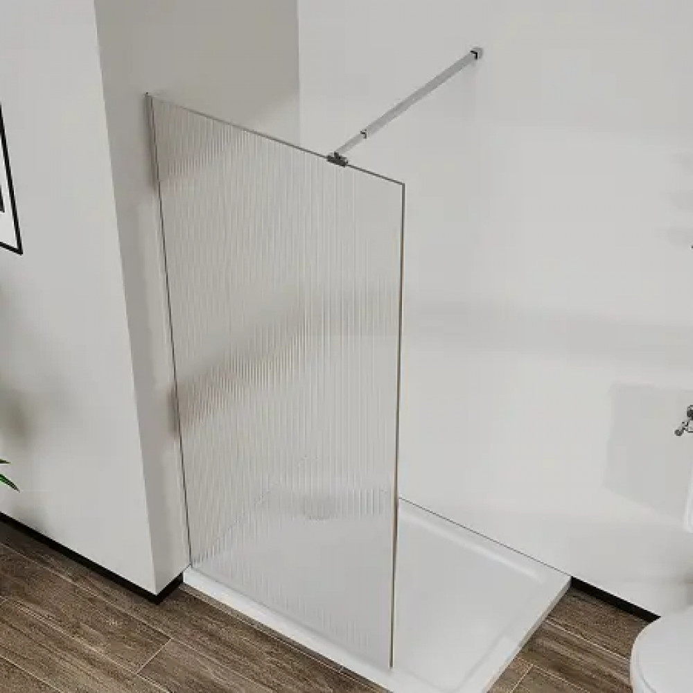 AZ-271-100-CH-CRF Душевая перегородка Walk-in, 100x195-CH-CRF, в рамке, Рифленое стекло 8 мм, профиль хром
