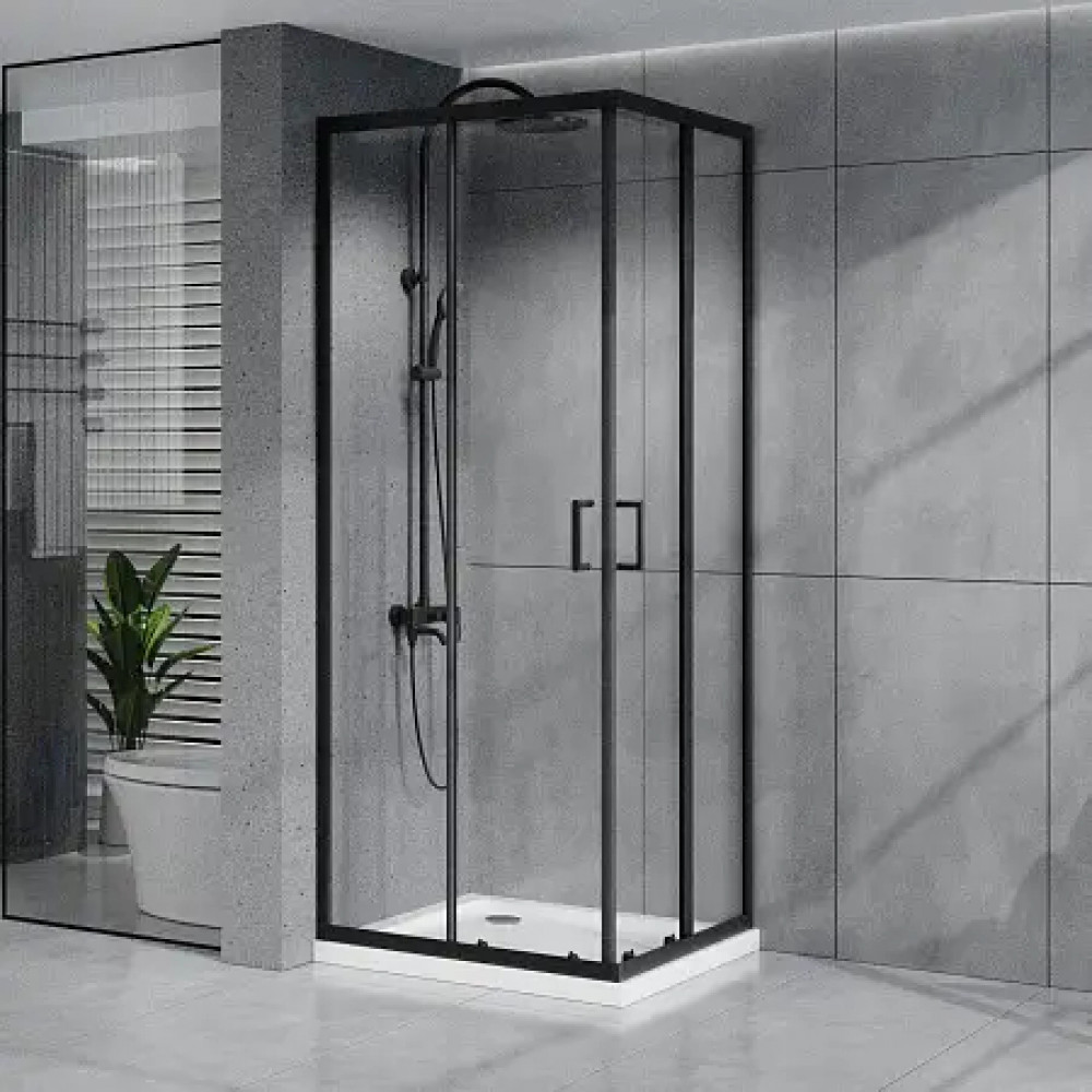 AZ-R36-100-MB-CL Душевое ограждение VIENNA SQP-100х100х195-MB-CL, прозрачное стекло 6 мм, профиль матовый черный