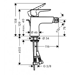 71720000 Talis E Смеситель для биде, однорычажный, со сливным гарнитуром, хром
