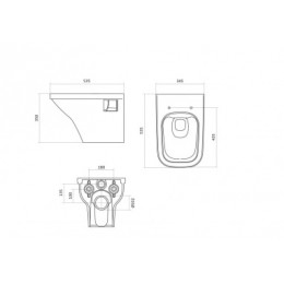 Пэк "Лайн" rimless (подвес. безободковый унитаз с тонким сиденьем SC, инсталляция, панель хром. глянец)
