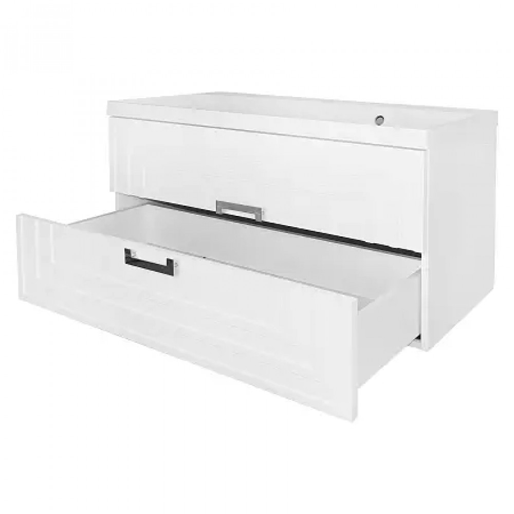 Комплект Тумба ARMARIO 100/2 подвесная БЕЛЫЙ ГЛЯНЕЦ с раковиной CLASSIK 100