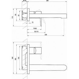 Смеситель для умывальника PU 019.00 настенный монтаж