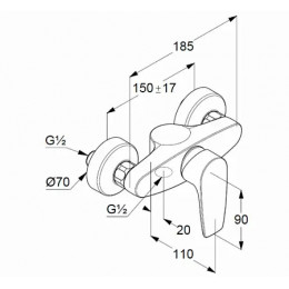 KLUDI PURE&SOLID Однорычажный смеситель для душа, арт. 348410575