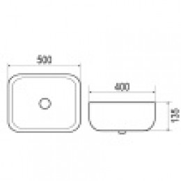 AZ-41015 Раковина накладная 50*40*13,5 см глянец
