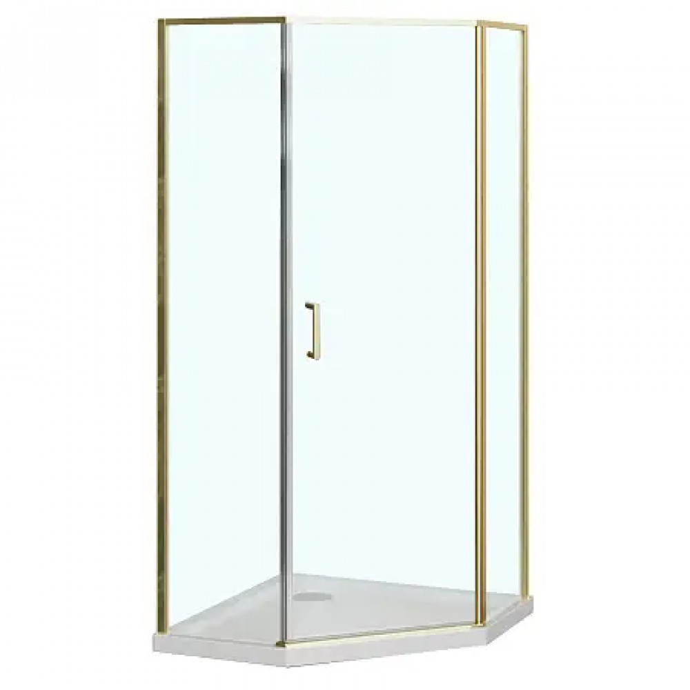 AZ-21C-90-BGL-CL Душевое ограждение SAKURA DIA-90х90х195-BGL-CL, прозрачное стекло 6 мм, профиль брашированное золото