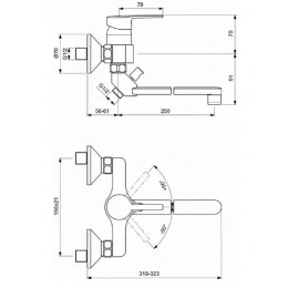 BA377AA VidimaIMA TECHNIK Настенный смеситель для ванны/душа, монтаж на стандартных эксцентриках