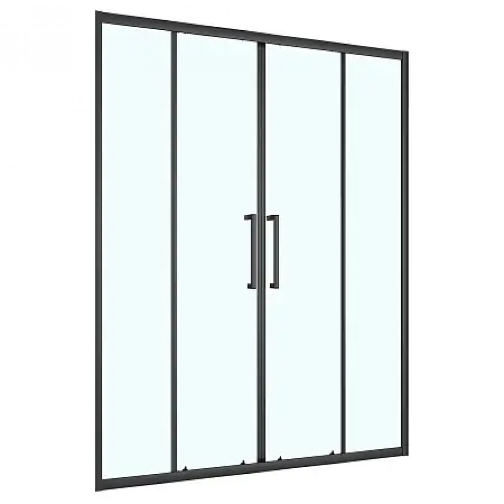 Дверь в нишу, раздвижная CS-AB04B-160 160x190，профиль черный матовый，6 мм прозрачное стекло