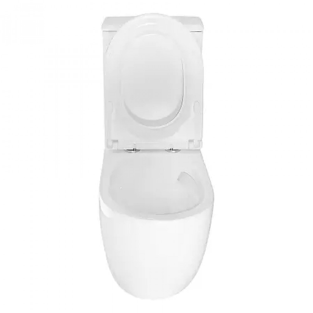 RIANO Унитаз напольный безободковый в комплекте с бачком и сиденьем дюропласт микролифт, смыв ТОРНАДО . Размер 620x355x790 мм (2 места)