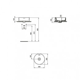T292901 STRADA II Round Vessel Умывальник 38 см без отв под смес, для монтажа с мебелью, с отв.перелива (щелевого типа) с белой накладкой (T854601)