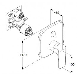 KLUDI AMEO встраиваемый смеситель для ванны и душа; автом. переключатель душ/ванна PUSH&SWITCH
