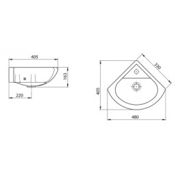 Рукомойник Радиан угловой 332 мм. бел.