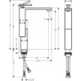 46030000 AXOR Edge Однорычажный смеситель для раковины 280 со сливным набором push-open, хром