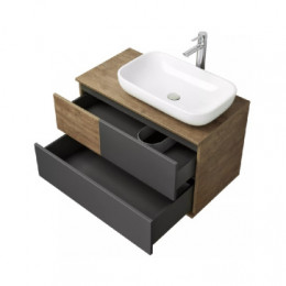 Терра 85 Тумба Дуб Кантри/Антрацит (БЕЗ УМЫВАЛЬНИКА Лола/Мила)