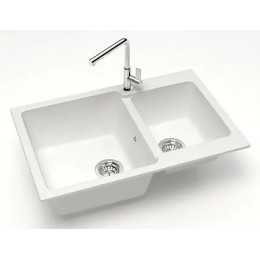 AZARIO кухонная мойка Grand (765х500х190) Белая (сифон + герметик)