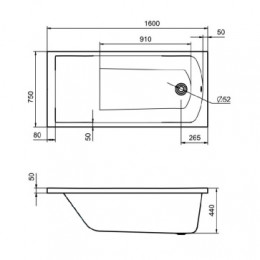 ФИДЖИ ванна акриловая прямоугольная 160х75 белая