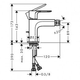 72211670 Rebris E Однорычажный смеситель для биде со сливным гарнитуром, матовый черный