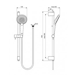 B1761AA IDEALRAIN Душевой гарнитур со штангой EVO JET ROUND XL3, диаметр лейки Ø125 мм, количество функций: 3