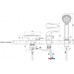 Смеситель врезной каскадный для ванн RS 025.00