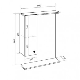 Зеркало-шкаф Моника 60 левый (600*695*150) без светильника
