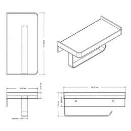 ALTRE Бумагодержатель с полкой для телефона, черный матовый