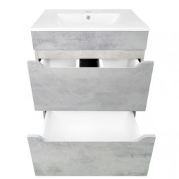 Комплект Тумба Florena 60 (810*610*470) с раковиной Leon 7506-60 Светлый Бетон