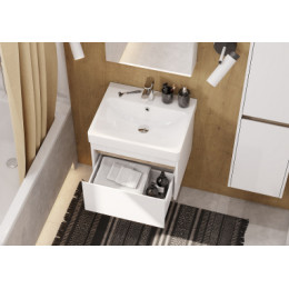 Марти 55 Тумба-умывальник Белый/Дуб Эндгрейн (Умывальник "Адриана-55")