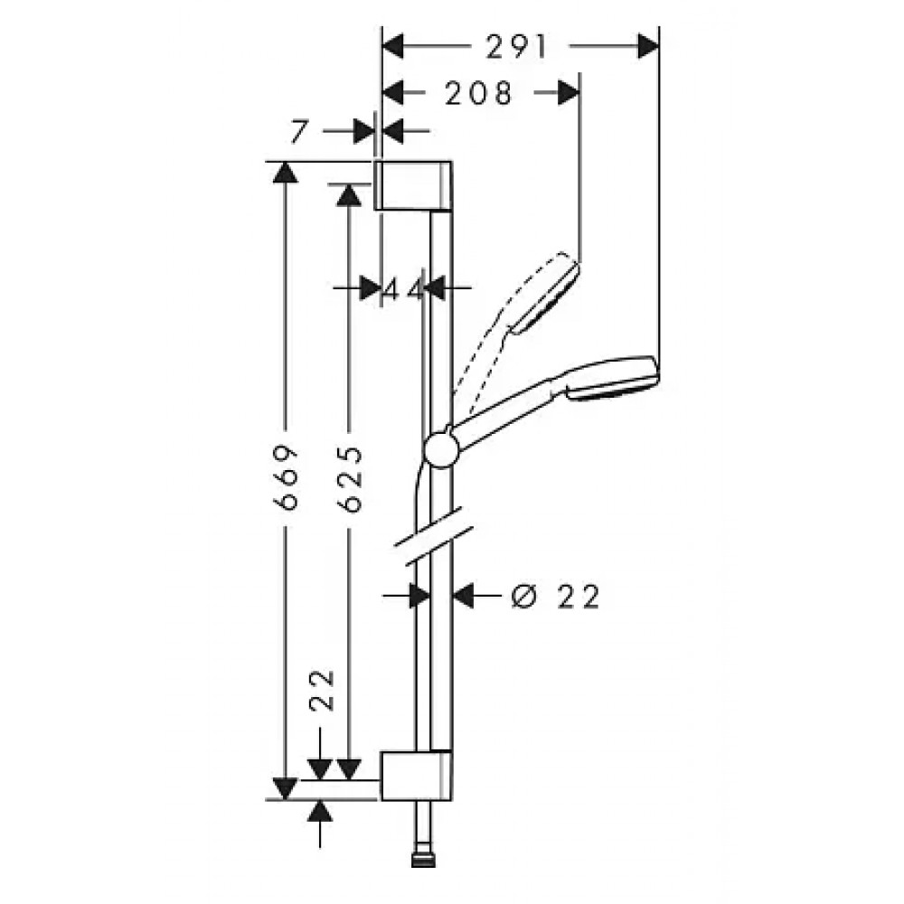 26652400 Душевой набор Crometta 100 1jet Unica Set 0,65 м, ½’