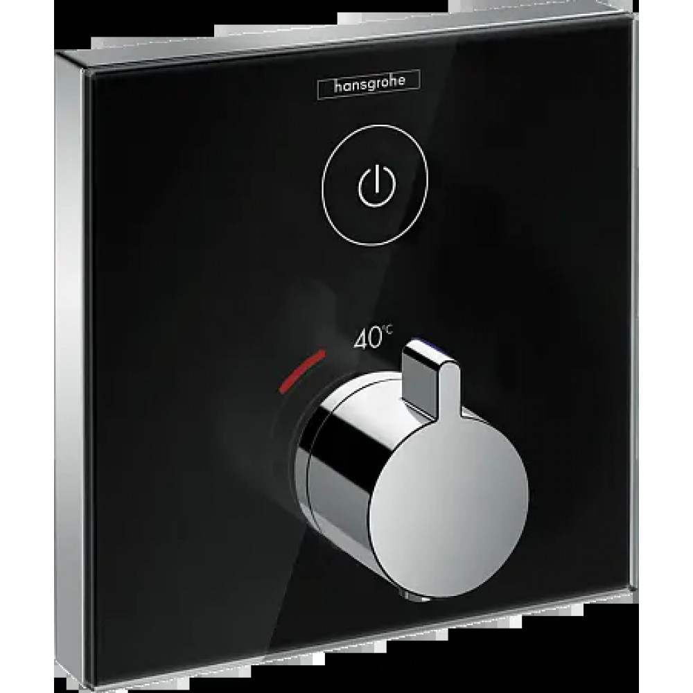 15737600 ShowerSelect Glass Термостат ShowerSelect для одного потребителя, стеклянный, СМ, черный/хром