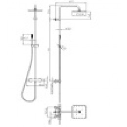 COSMO Душевая стойка со смесителем для душа, верхний душ 230х230 мм., ручной душ ,цвет хром