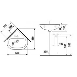 DEEP BY JIKA (OLYMP) Мини-раковина угловая 450 мм
