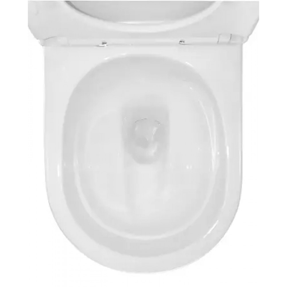 RIANO Унитаз напольный безободковый в комплекте с бачком и сиденьем дюропласт микролифт, смыв ТОРНАДО . Размер 620x355x790 мм (2 места)