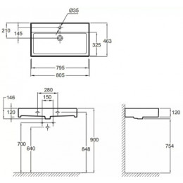 EXBI112-00 VIVIENNE Керамическая раковина 80х46 см, белая